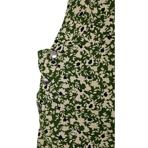 ZARA ~Woman Size S~ Green Floral Print Bib Jumpsuit Romper Cotton. - Picture 7 of 13